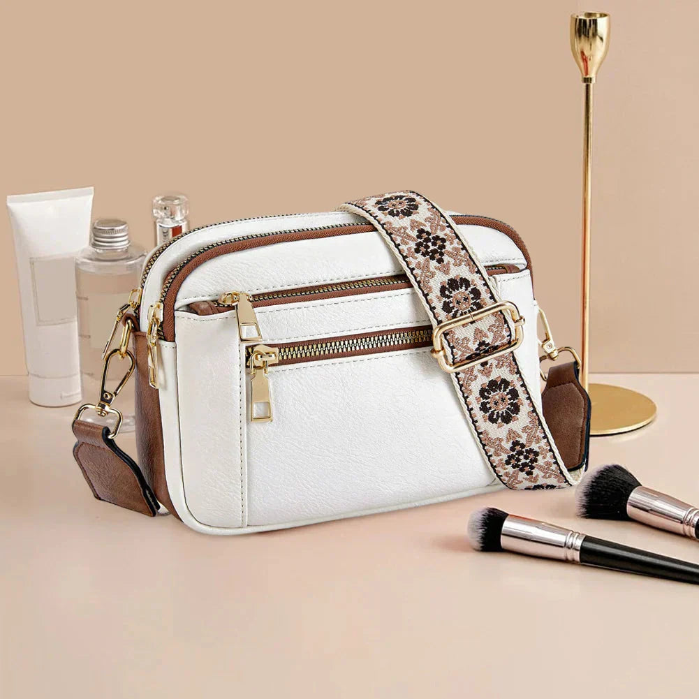 Adeline | Women’s Pocketed Crossbody Bag with Patterned Strap