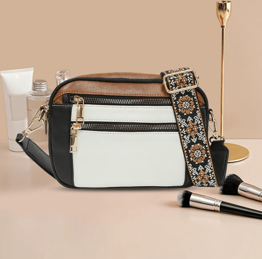 Adeline | Women’s Pocketed Crossbody Bag with Patterned Strap