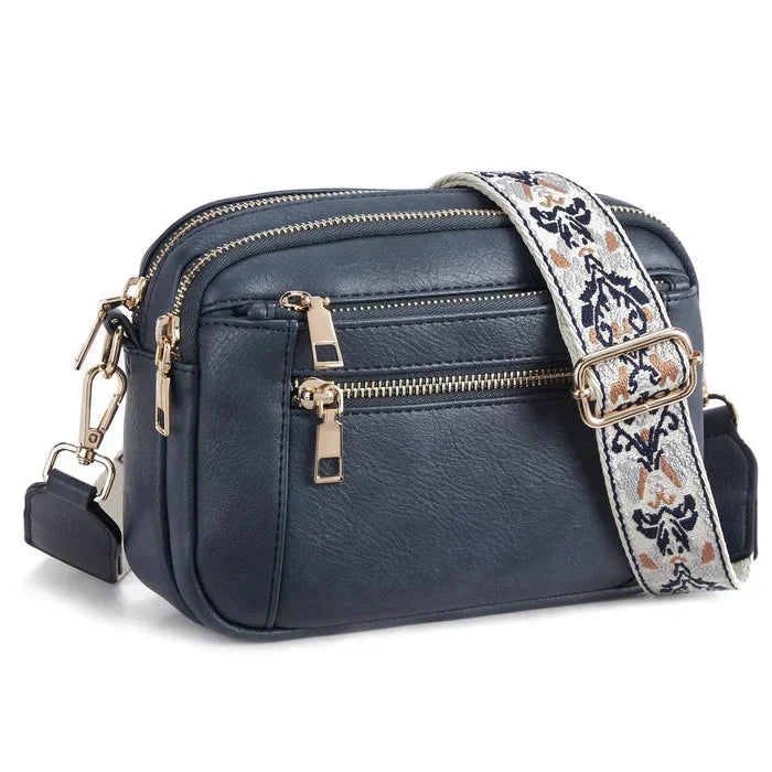 Adeline | Women’s Pocketed Crossbody Bag with Patterned Strap