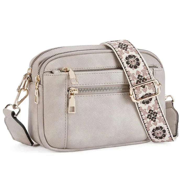 Adeline | Women’s Pocketed Crossbody Bag with Patterned Strap