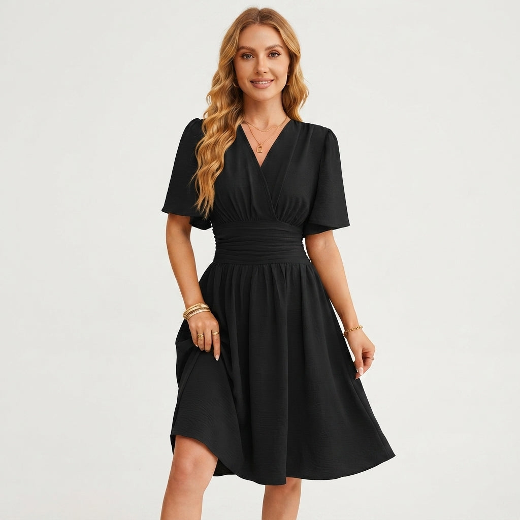 Harper Evans | V-Neck Summer Dress With Bell Sleeves For Women