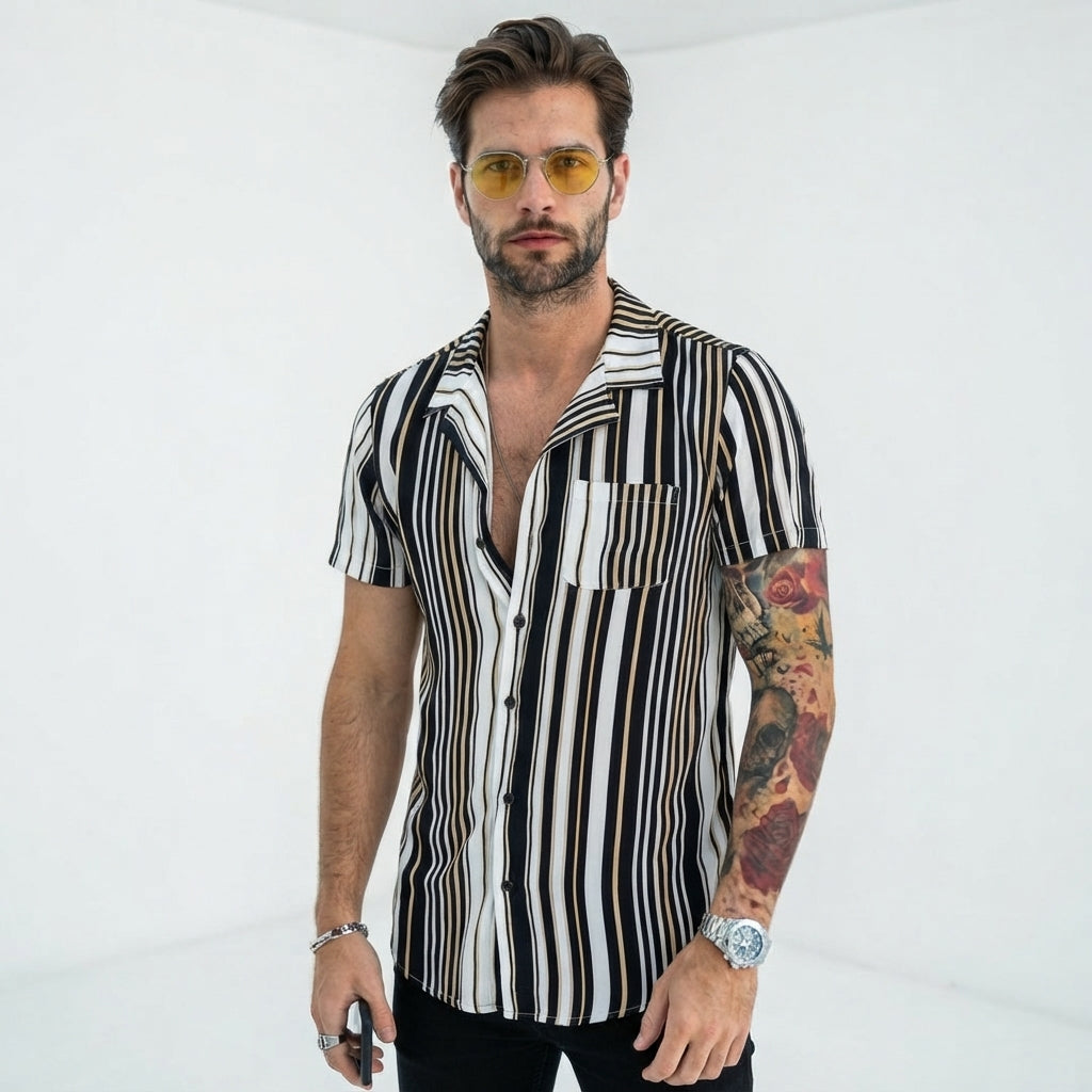 Harrison Clarke | Striped Resort Shirt For Men