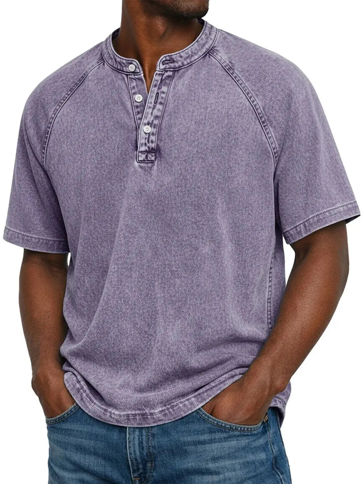 Ethan Murphy | Washed Henley T-Shirt For Men