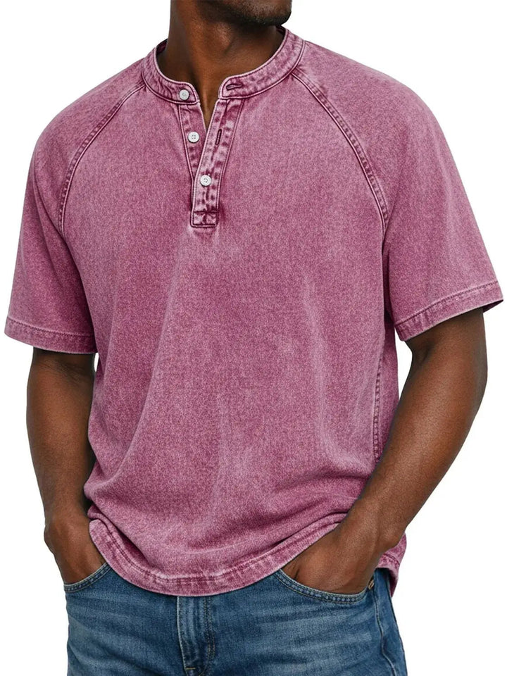 Ethan Murphy | Washed Henley T-Shirt For Men