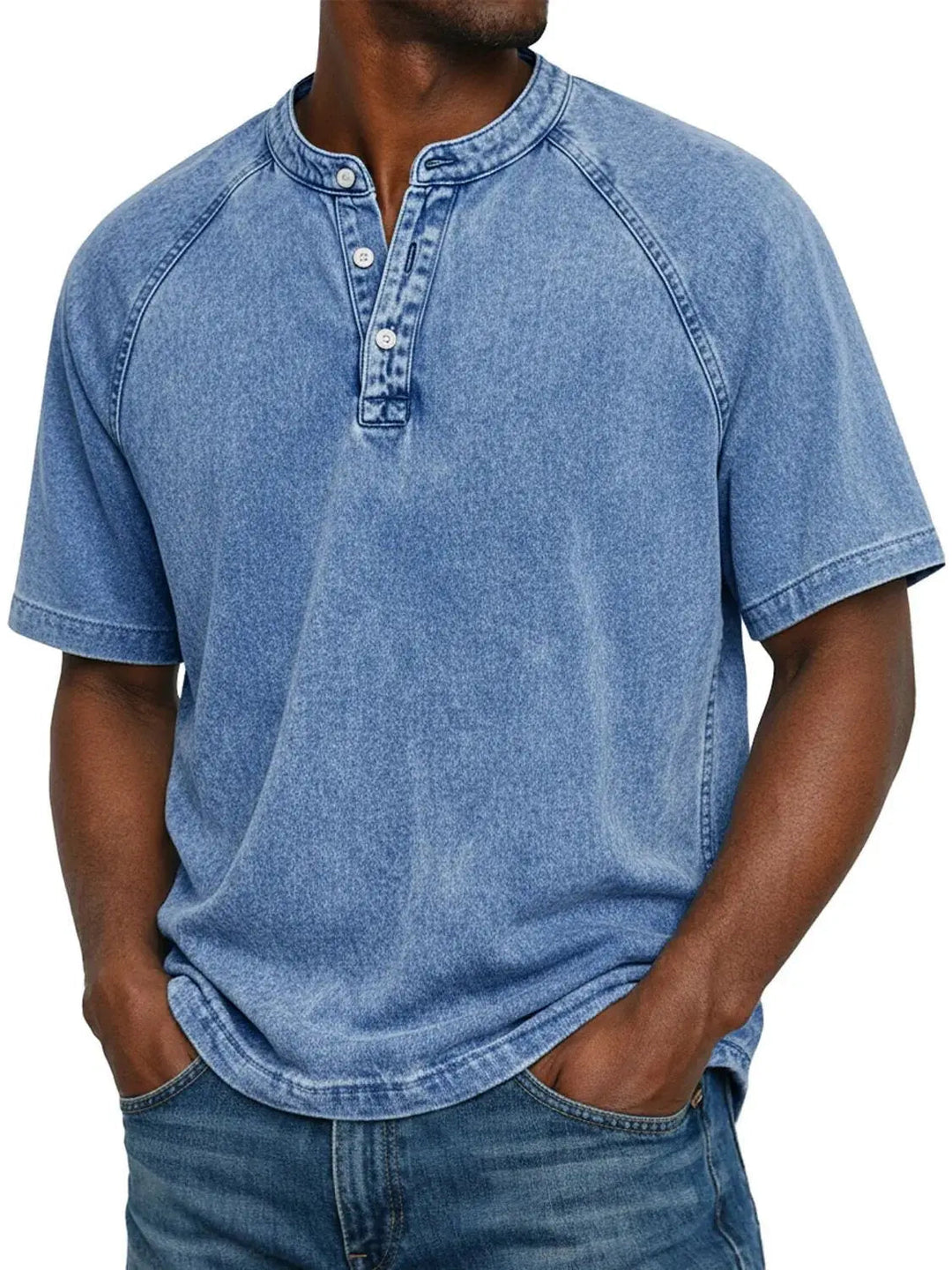 Ethan Murphy | Washed Henley T-Shirt For Men