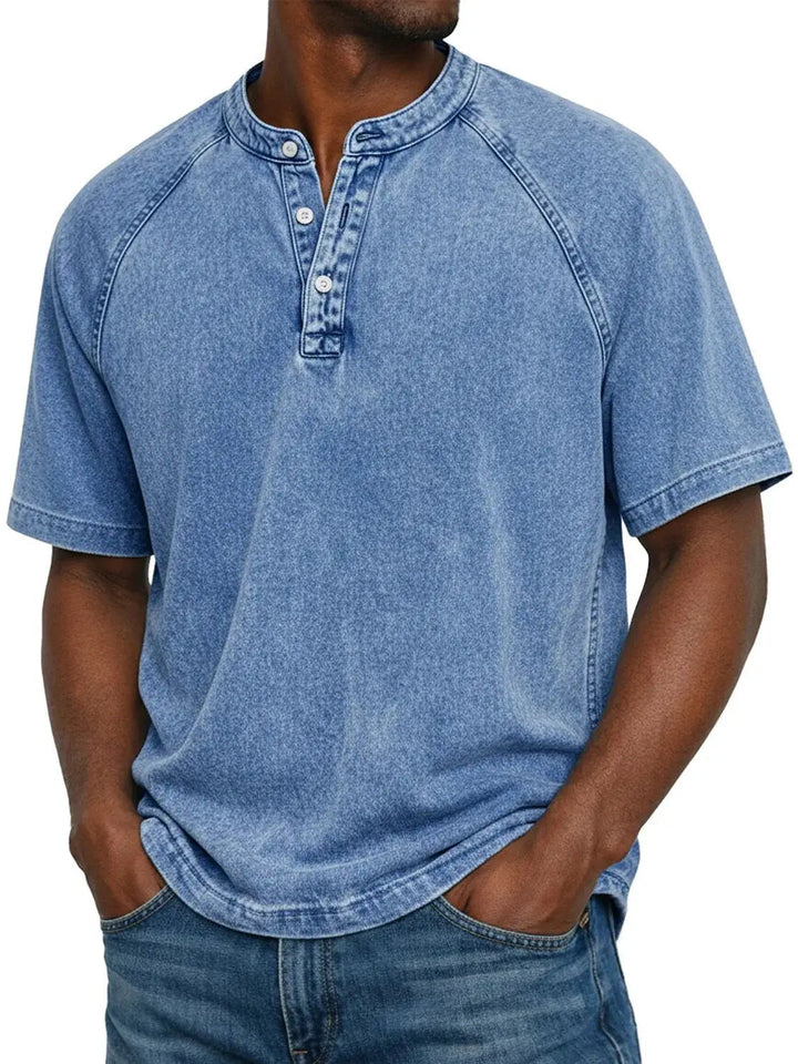 Ethan Murphy | Washed Henley T-Shirt For Men