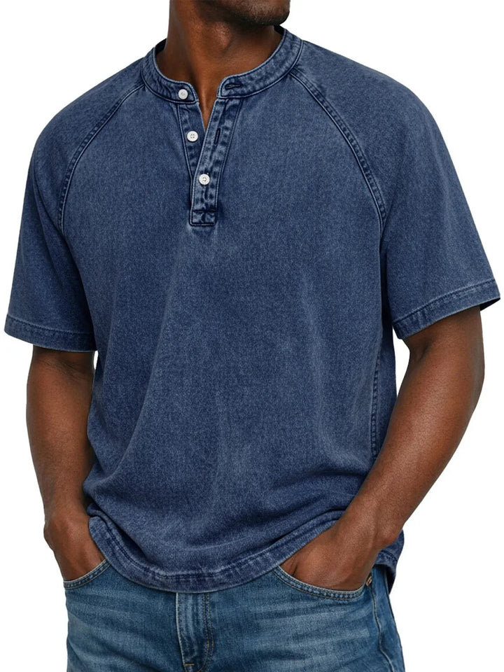 Ethan Murphy | Washed Henley T-Shirt For Men