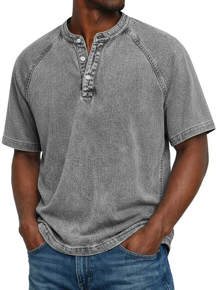 Ethan Murphy | Washed Henley T-Shirt For Men