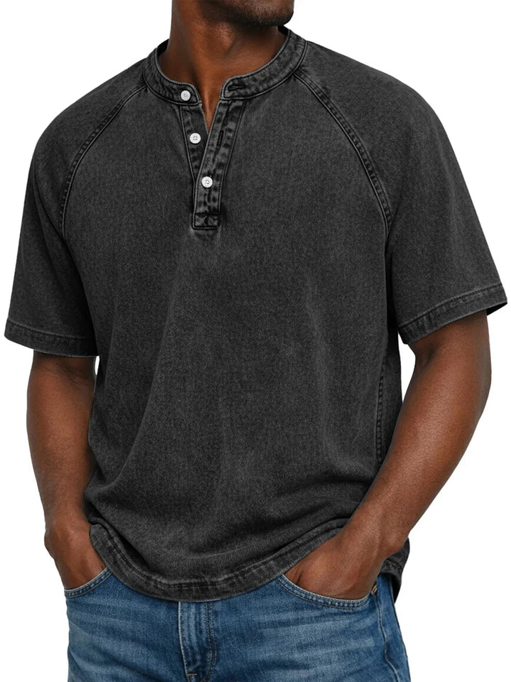 Ethan Murphy | Washed Henley T-Shirt For Men