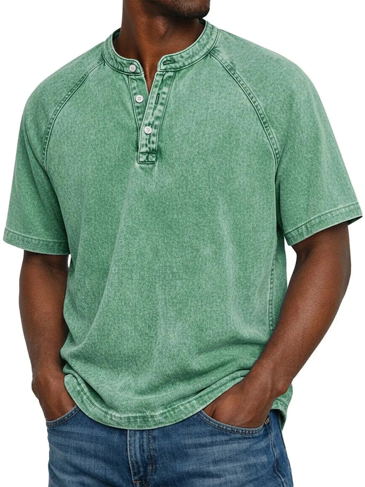 Ethan Murphy | Washed Henley T-Shirt For Men