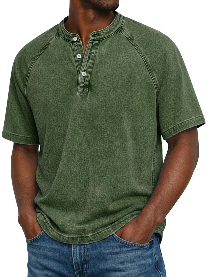 Ethan Murphy | Washed Henley T-Shirt For Men