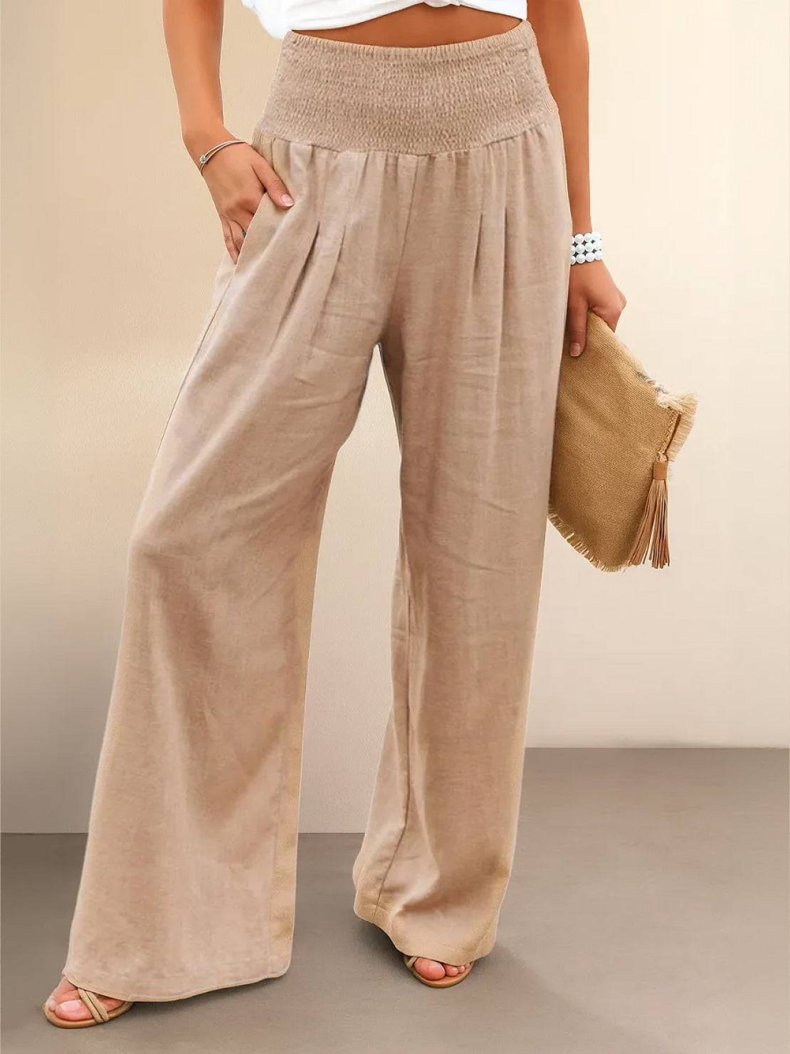 Petra | Women’s Palazzo Pants with Smocked Waist