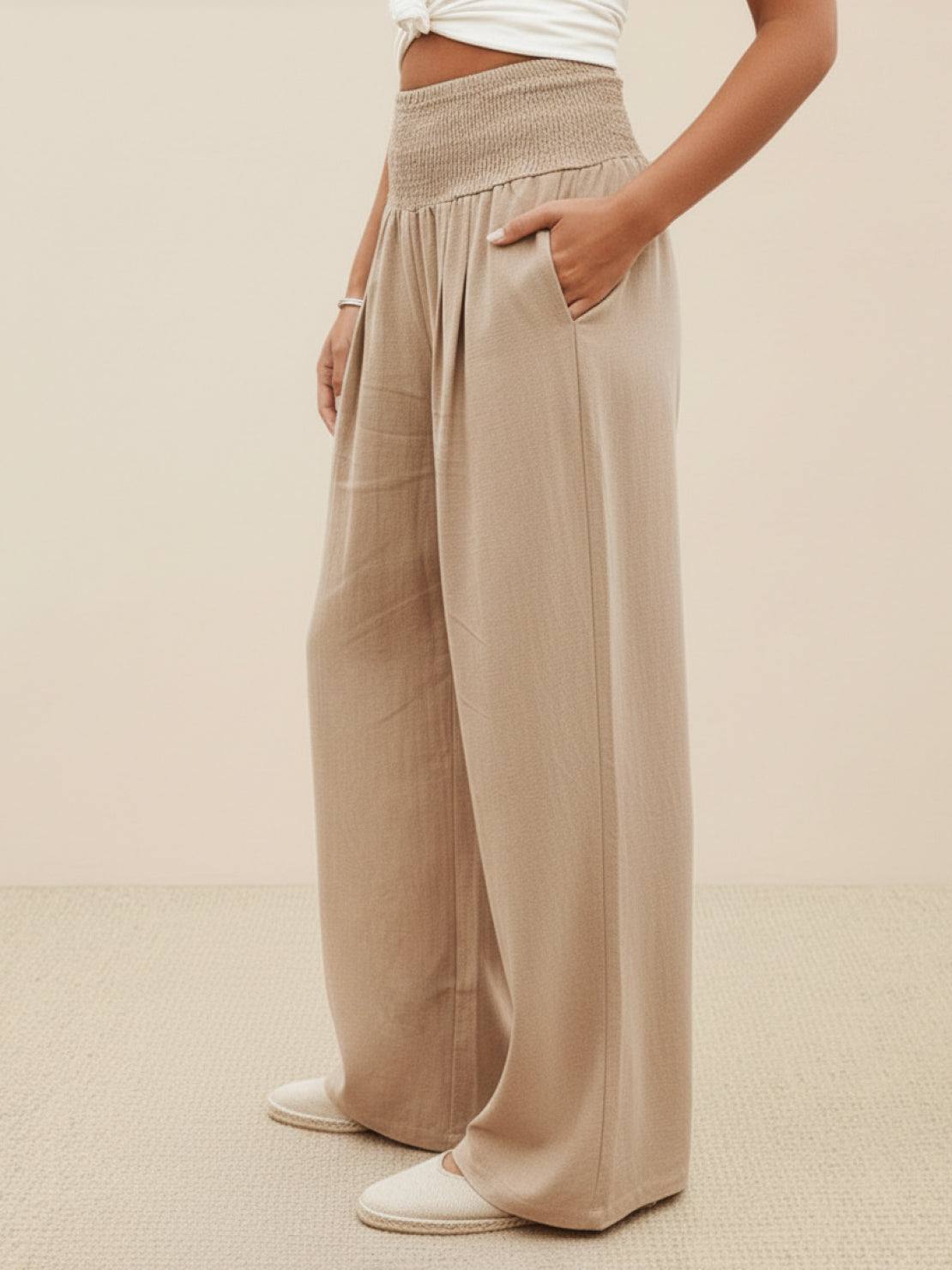Petra | Women’s Palazzo Pants with Smocked Waist