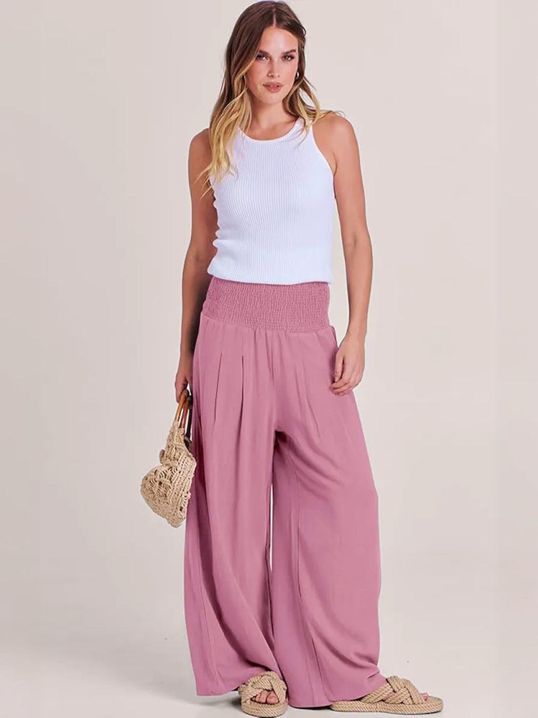 Petra | Women’s Palazzo Pants with Smocked Waist