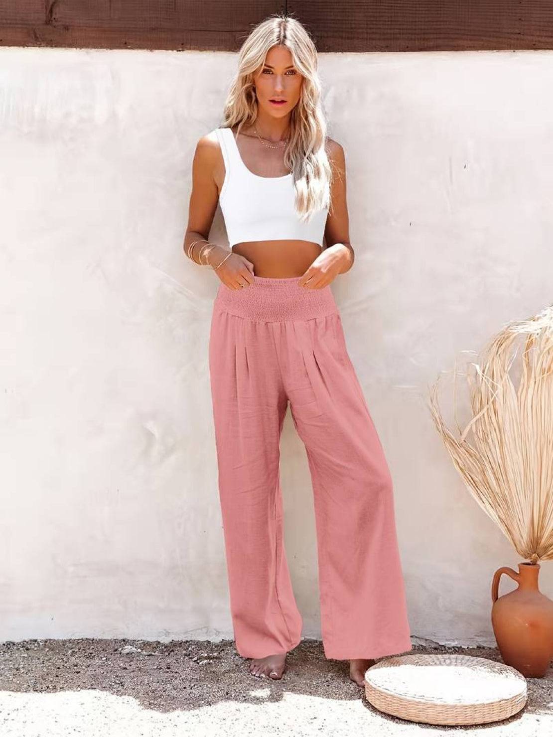 Petra | Women’s Palazzo Pants with Smocked Waist