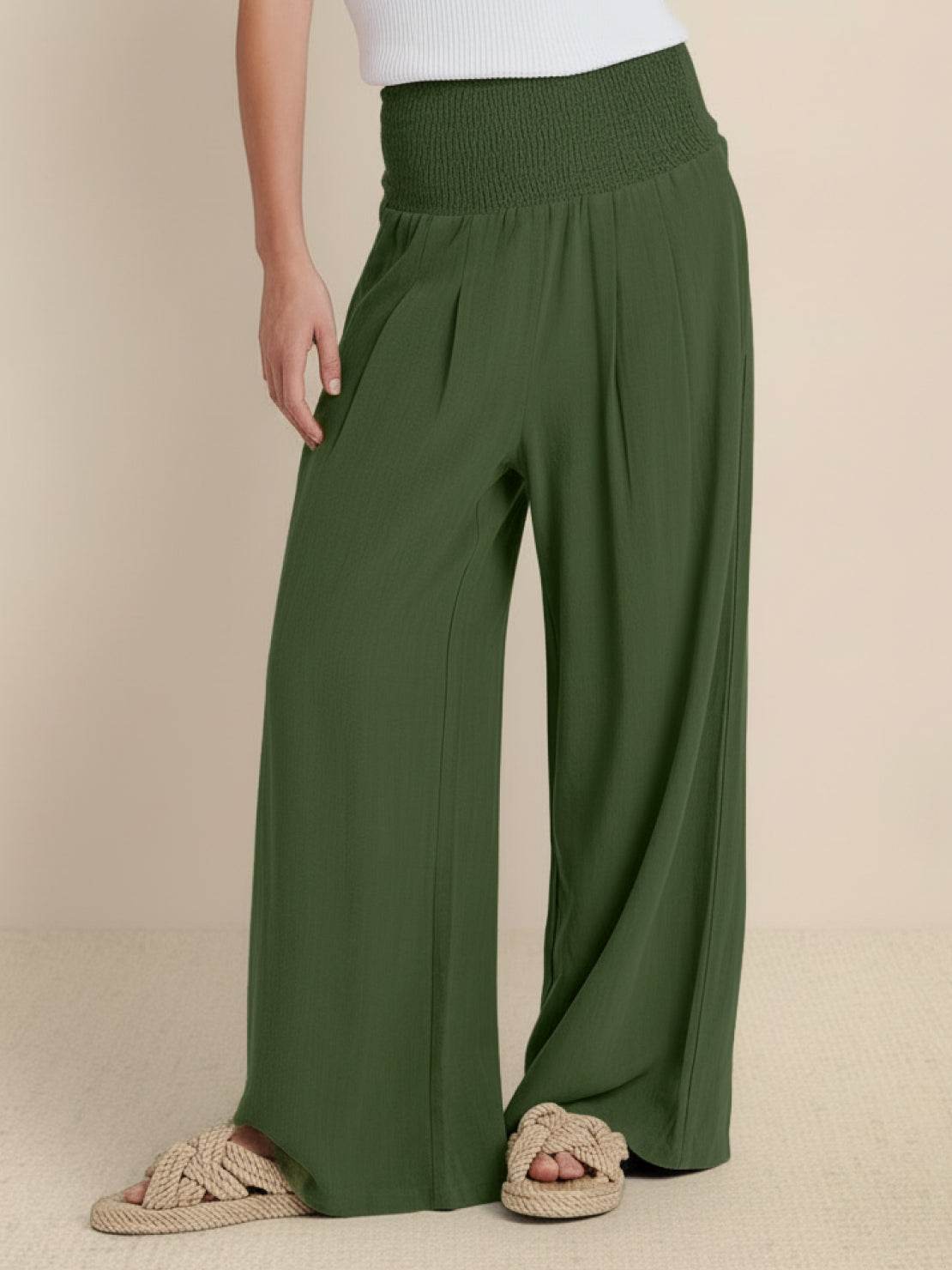 Petra | Women’s Palazzo Pants with Smocked Waist