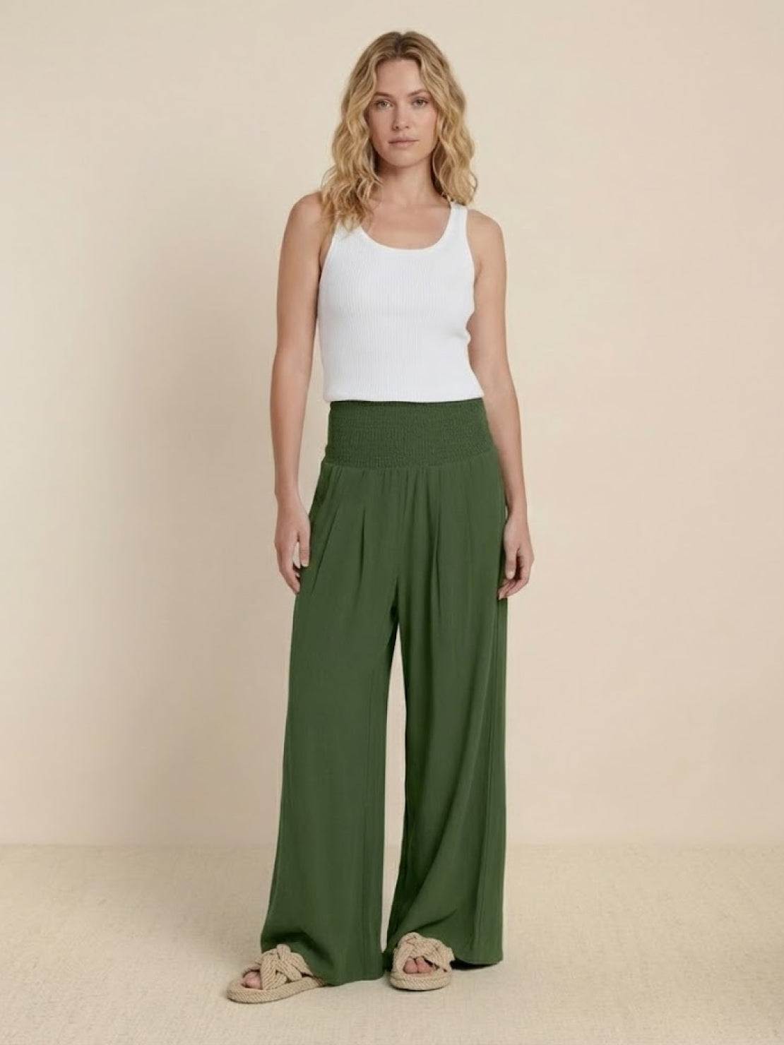 Petra | Women’s Palazzo Pants with Smocked Waist