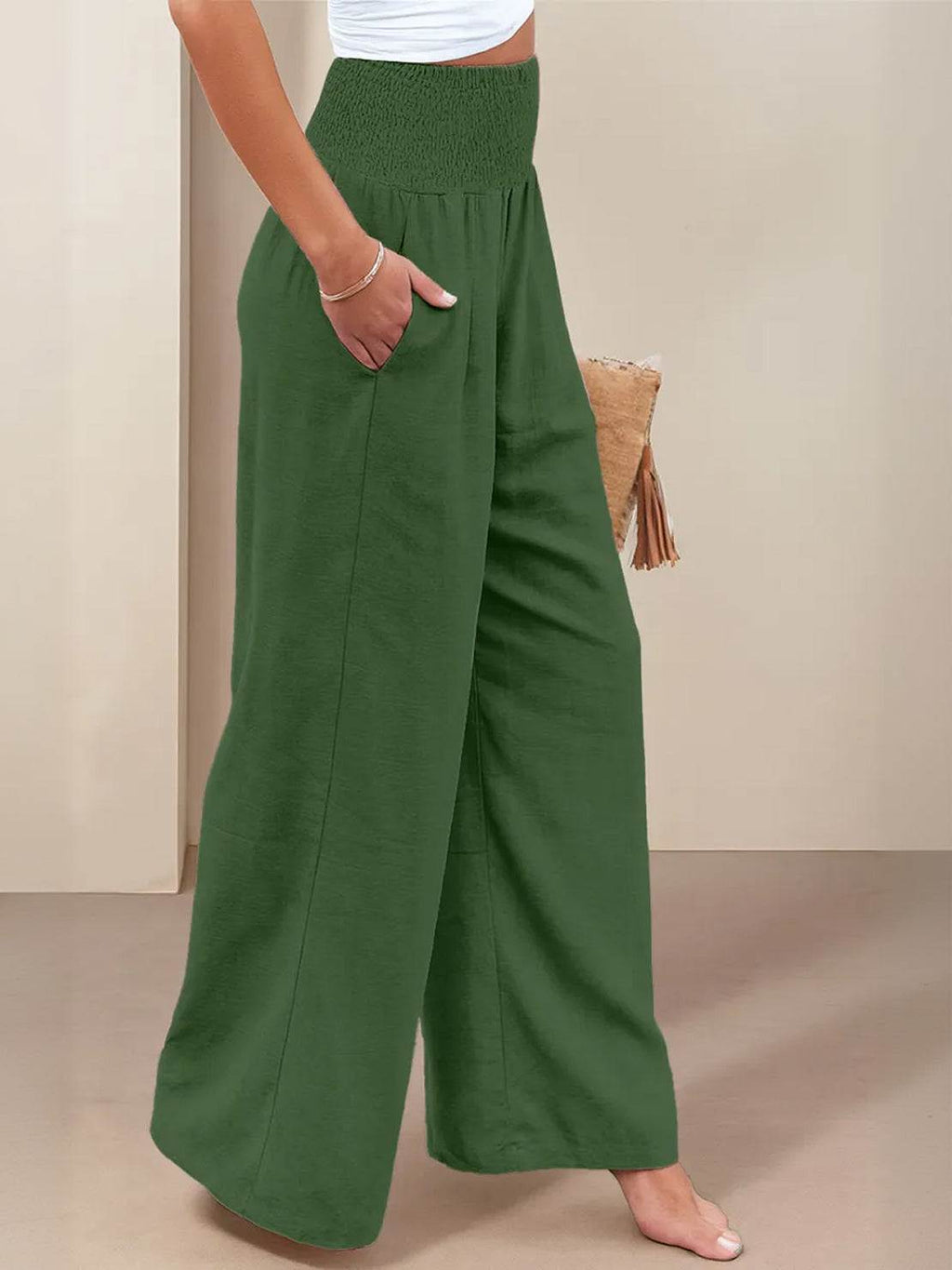 Petra | Women’s Palazzo Pants with Smocked Waist