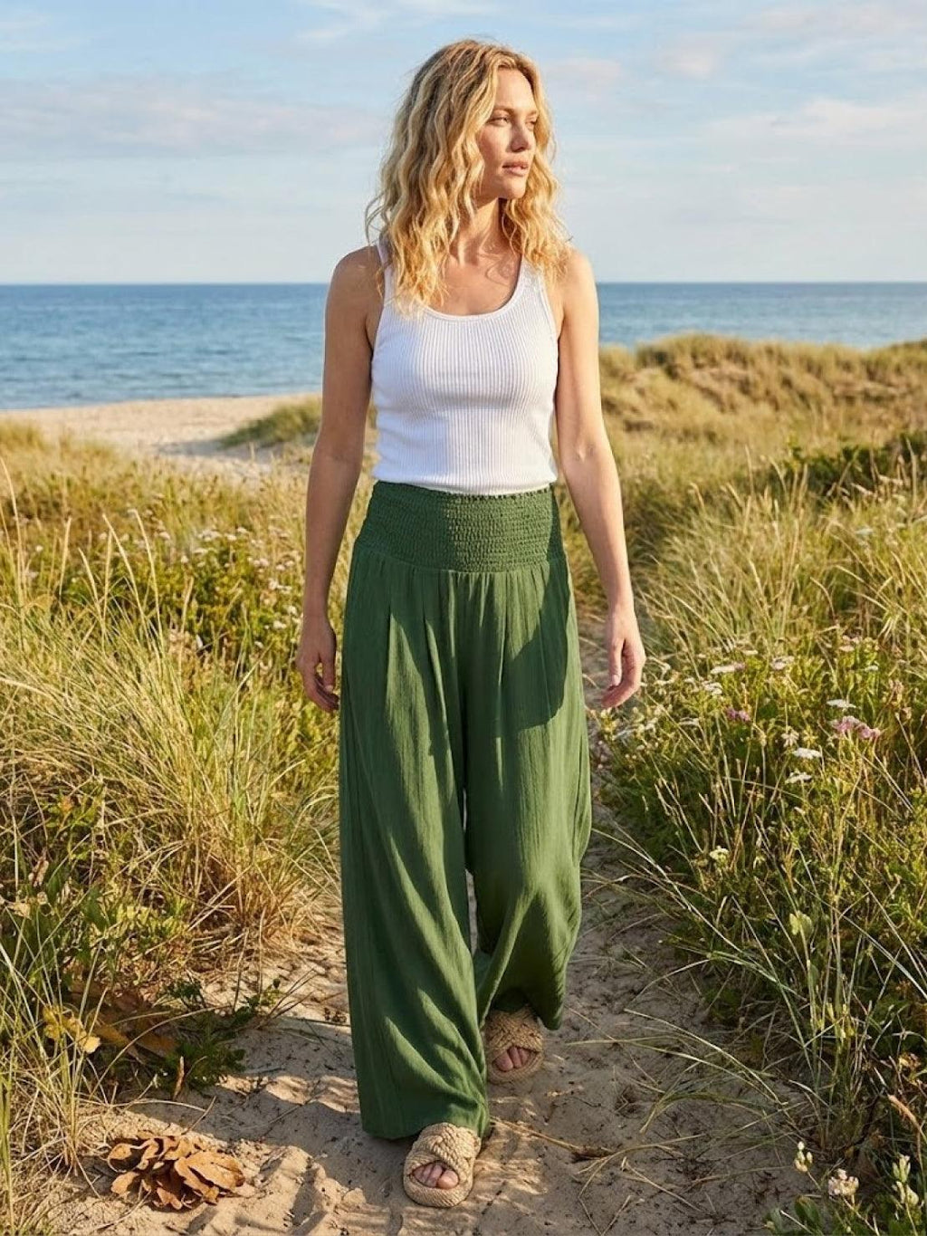 Petra | Women’s Palazzo Pants with Smocked Waist