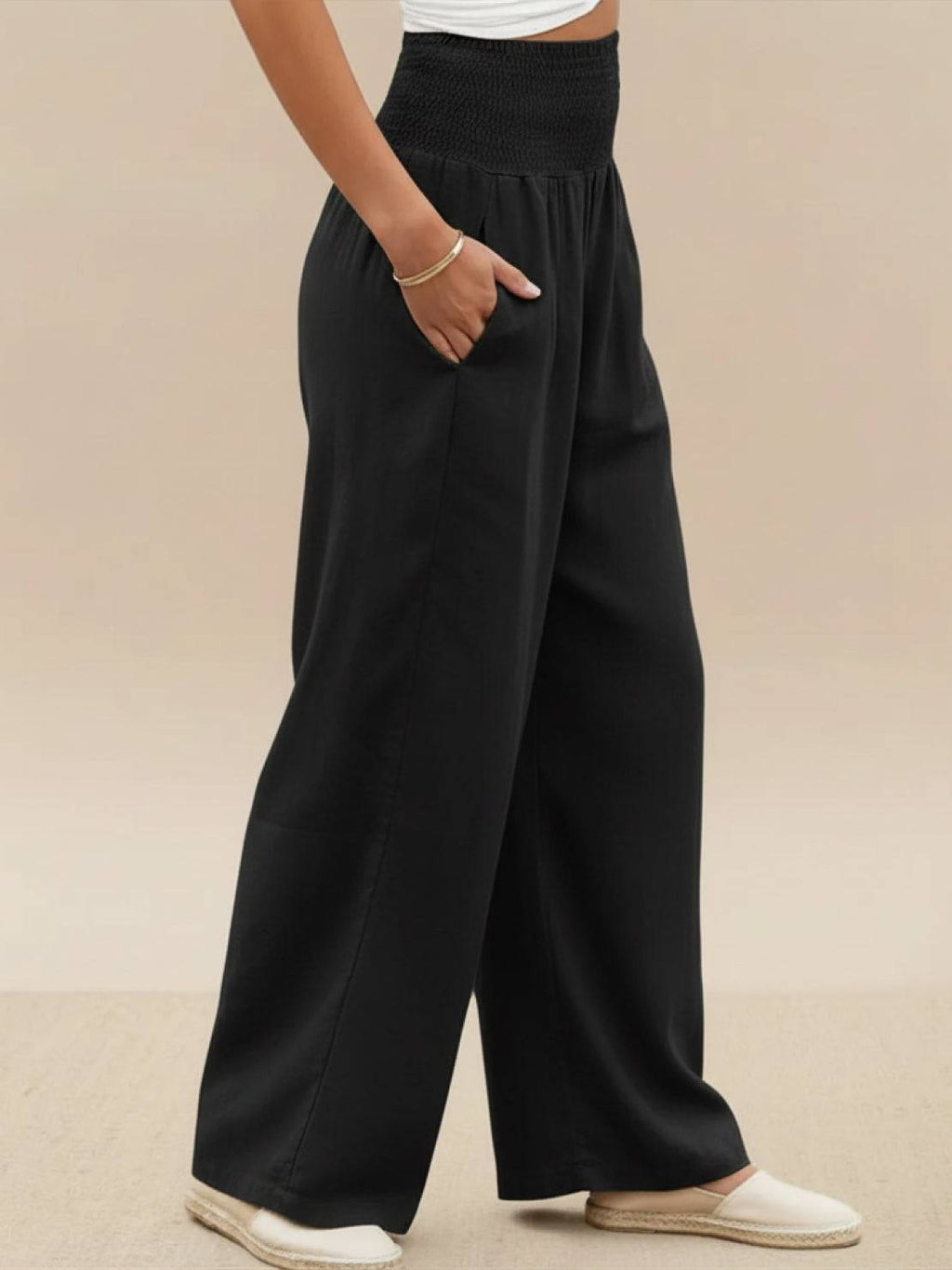Petra | Women’s Palazzo Pants with Smocked Waist