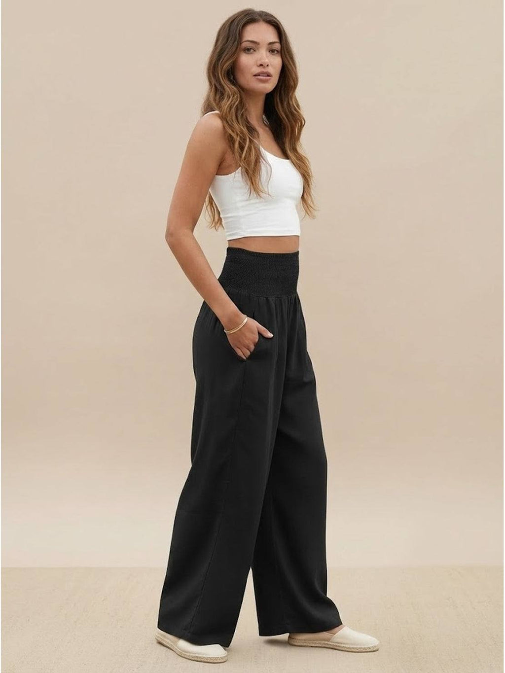 Petra | Women’s Palazzo Pants with Smocked Waist