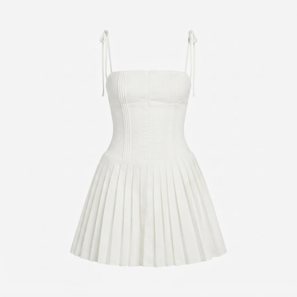 Holly Wright | Pleated Summer Dress With Lace-Up Back For Women