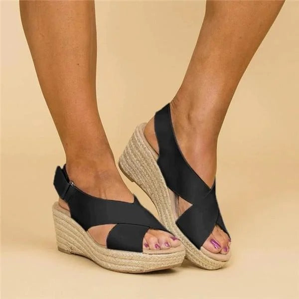 Carmen | Women’s Cross-Strap Espadrille Wedge with Open-Toe