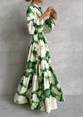 Sage | Women’s Printed V-Neck Maxi Dress with Bel