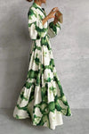 Sage | Women’s Printed V-Neck Maxi Dress with Bel