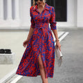 Vivienne | Women’s Printed Midi Dress with Waist Tie