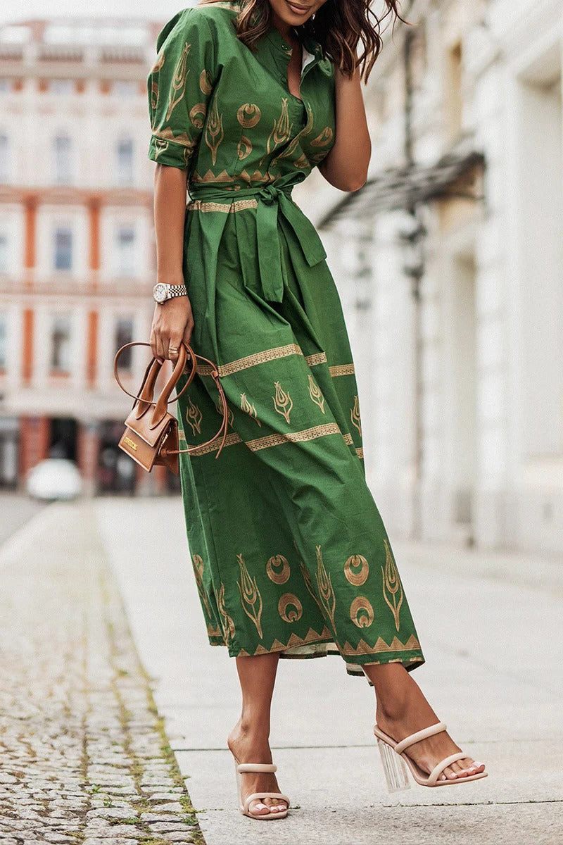 Ines | Women’s Embroidered Midi Dress with Belt