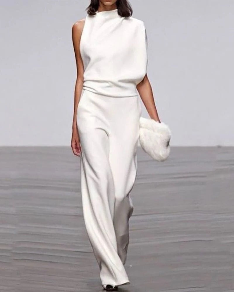 Reyna | Women’s Sleeveless Wide-Leg Jumpsuit with Fitted Bodice