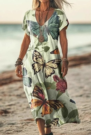 Aila | Women’s Floral Midi Dress with Flowing Fabric