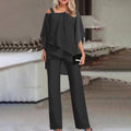Reese | Women’s Cold Shoulder Jumpsuit Set with Overlay