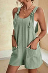 Poppy | Women's Tie Strap Sleeveless Linen Romper with Pockets