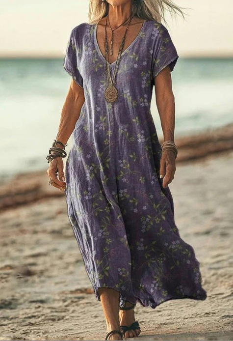 Aila | Women’s Floral Midi Dress with Flowing Fabric