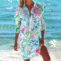 Lola | Women’s Printed Beach Cover-Up with Roll-Up Sleeves