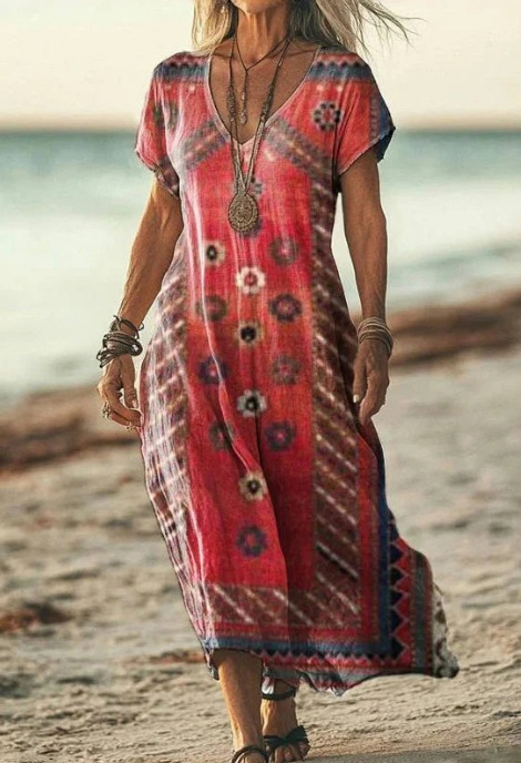 Aila | Women’s Floral Midi Dress with Flowing Fabric