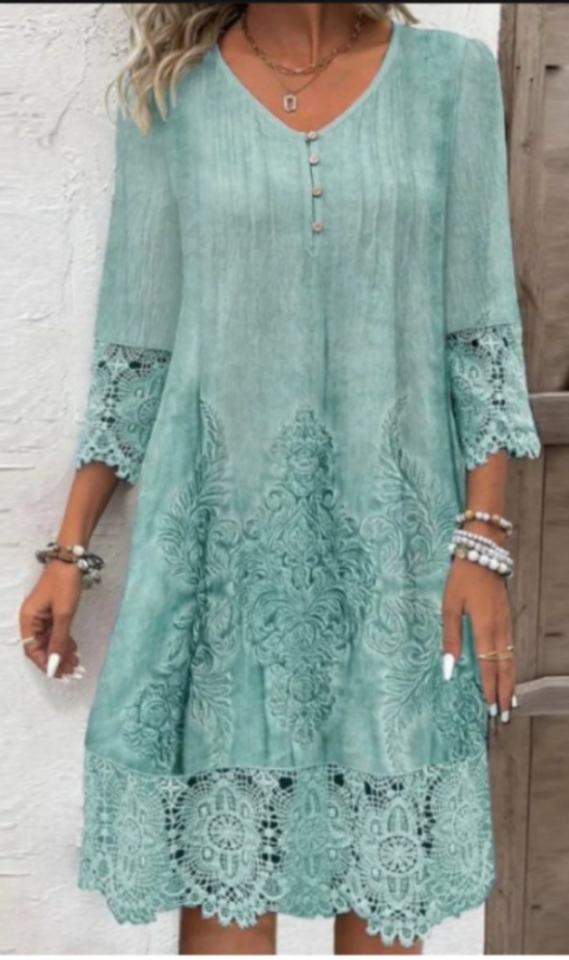 Sage | Women’s Timeless Lace Midi Dress with Detailing