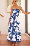 Iris | Vintage Printed Long Tube Dress