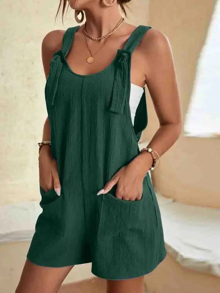 Poppy | Women’s Tie Strap Romper with Pockets