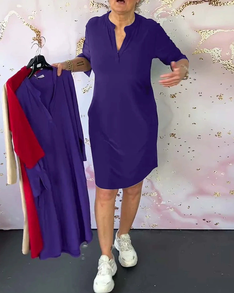 Hanne | Women’s V-Neck Midi Dress with Draped Silhouette