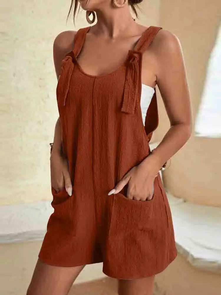 Poppy | Women’s Tie Strap Romper with Pockets