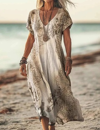 Aila | Women’s Floral Midi Dress with Flowing Fabric
