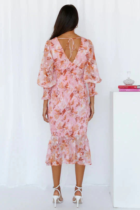 Amara | Women’s Floral Midi Dress with Flowing Silhouette
