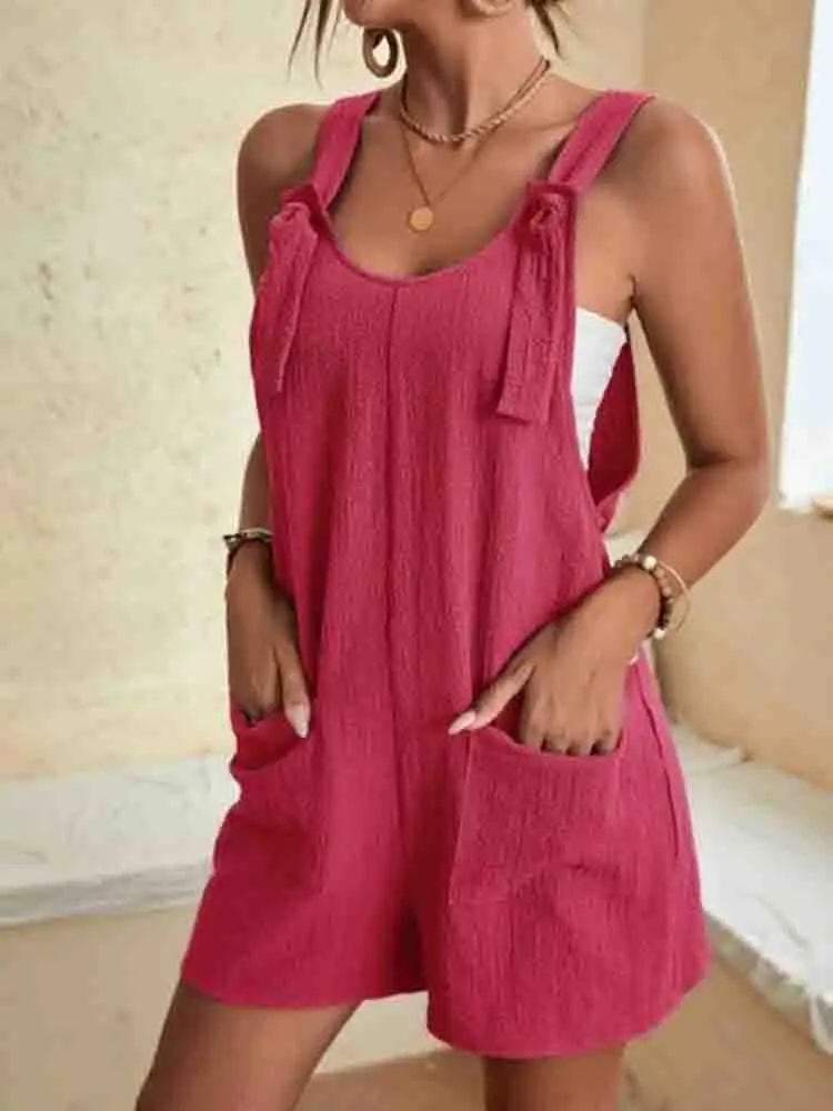 Poppy | Women’s Tie Strap Romper with Pockets