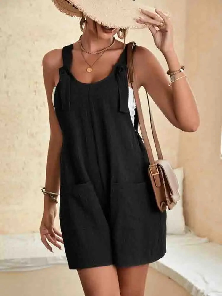 Poppy | Women’s Tie Strap Romper with Pockets