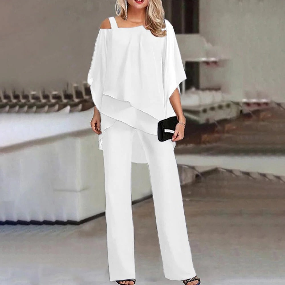 Reese | Women’s Cold Shoulder Jumpsuit Set with Overlay