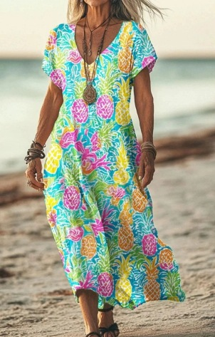 Aila | Women’s Floral Midi Dress with Flowing Fabric