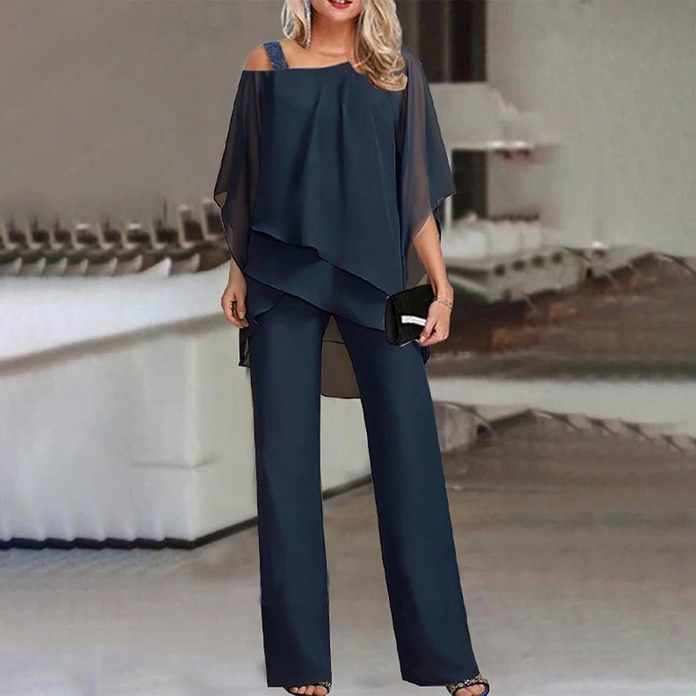 Reese | Women’s Cold Shoulder Jumpsuit Set with Overlay